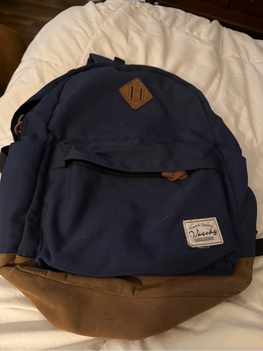 Navy Blue & Brown Men's Backpack
